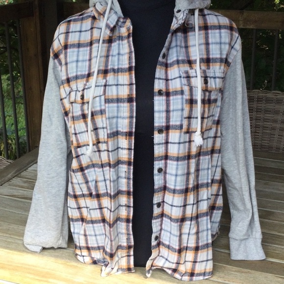 Forever 21  flannel jacket/hoodie S - Picture 1 of 3